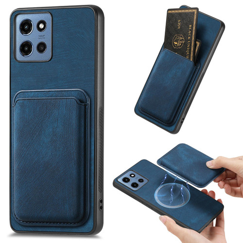 Moto G 2025 Retro Leather Card Bag Magnetic Phone Case - Blue